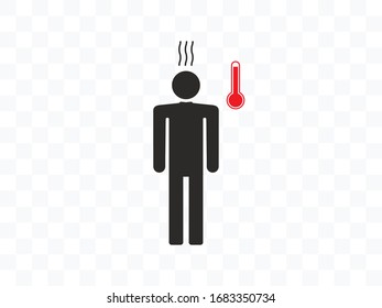 Illness, sick, temperature icon. Vector illustration, flat design.