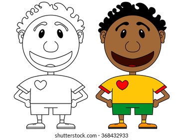 Illstration of the cheerful and smiling character children's coloring