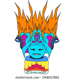 Illstration vector graphic of god of water and fire 