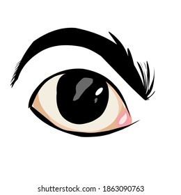 illsutrasi abstract eye image, with black eyebrows,