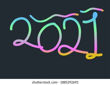 illsutrasi abstract vector, 2021 gradient color, dark background