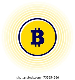 Illsutrated trendy flat yellow bitcoin symbol coin