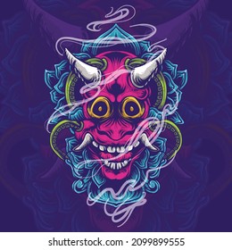illsutration of smile skull devil face for printing