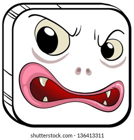 Illsutration of a square shaped face on a white background