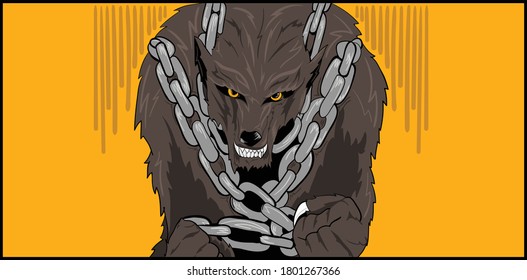 illuatration fantasy werewolf vector design 