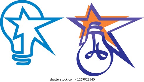 Illuatration of an isolated light bulb icon with a star