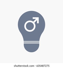 Illuatration of an isolated light bulb icon with a male sign