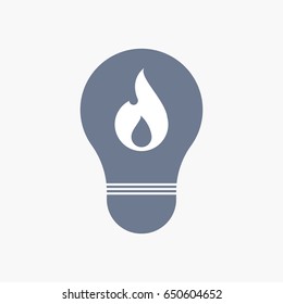 Illuatration of an isolated light bulb icon with a flame