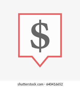 Illuatration of an isolated line art tooltip with a dollar sign 