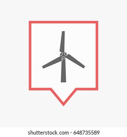 Illuatration of an isolated line art tooltip with a wind turbine
