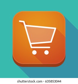 Illuatration of a long shadow app icon with a shopping cart