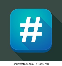 Illuatration of a long shadow app icon with a hash tag