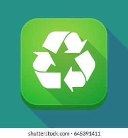 Illuatration of a long shadow app icon with a recycle sign