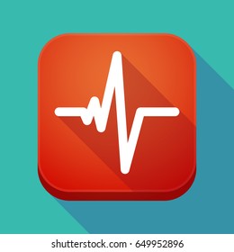 Illuatration of a long shadow app icon with a heart beat sign