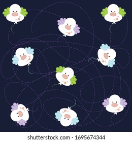 illuatration pattern cute clows with colors hear 