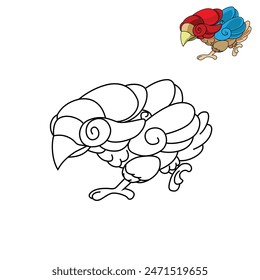 Illuatration Vector Graphic Of Coloring Book Chicken Running in the inscription Version