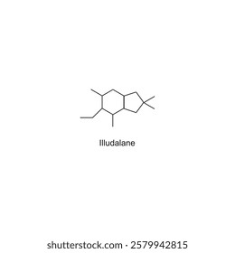 Illudalane skeletal structure.Sesquiterpene compound schematic illustration. Simple diagram, chemical structure.