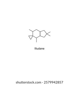 Illudane skeletal structure.Sesquiterpene compound schematic illustration. Simple diagram, chemical structure.