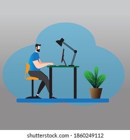 illudtration vector graphic  man character work of business and promotion