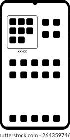illuftration of a smartphone screen showing the row of applications on the screen lights up.. Ideal for sample and mockup for your concept wallpaper or promote.