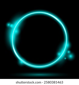 Illuminate frame design. Abstract cosmic vibrant color circle backdrop. Glowing neon lighting on dark background. Futuristic style