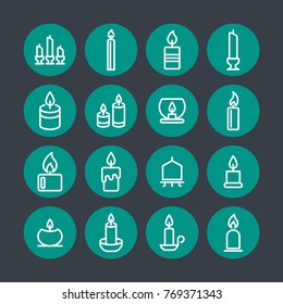 Illuminate and heat icons. Candle light symbol.