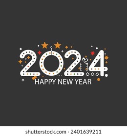 Illuminate the New Year with dazzling golden 2024 numbers against a sleek black canvas, enhanced by a shower of festive confetti. This design captures the essence of a joyous celebration with radiant 