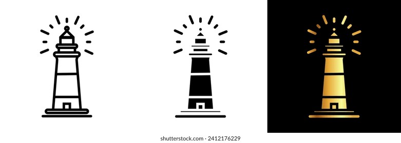 Illuminate your designs with the guiding light of this lighthouse icon, a timeless beacon of maritime navigation and safety.