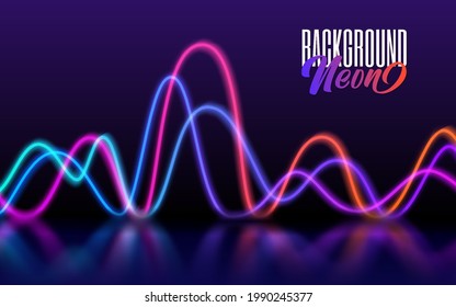 Una onda digital abstracta iluminada con una reflexión especular borrosa desde abajo. Ilustración vectorial futurista. Concepto tecnológico. Antecedentes abstractos.