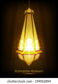 Illuminated arabic lamp with islamic pattern for the celebration of Ramadan Kareem,Eid Mubarak and other muslim community festivals. 