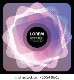 Illuminated background, glowing squares, vectorial geometric background in hi-tech style with shiny light effects and figures, blue and pink colors
