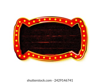 Illuminated billboard. Transparent background. Vector background with shining lights.