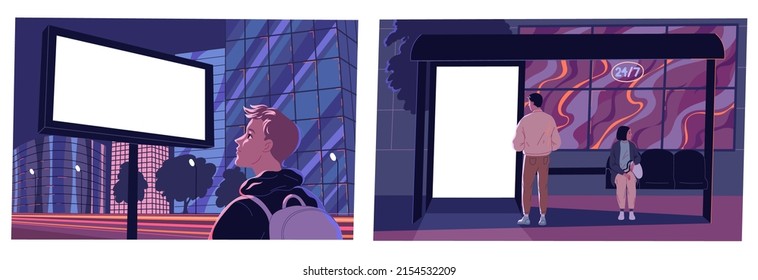Illuminated blank billboard, advertising banner