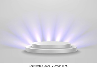 Illuminated bright room with color lights. 3d vector illustration
