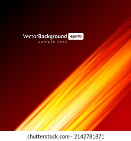 Illuminated burning diagonal line decorative flame blaze business background design realistic vector illustration. Orange gradient smooth blurred electing light abstract heat energy backdrop