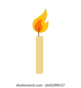 Vela iluminada em um fundo branco com um brilho quente e design simples