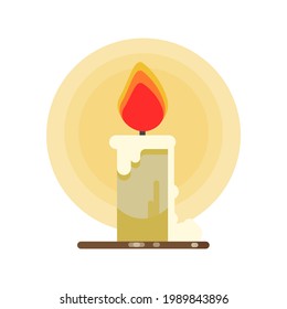 Illuminated candle with wax dripping vector illustration