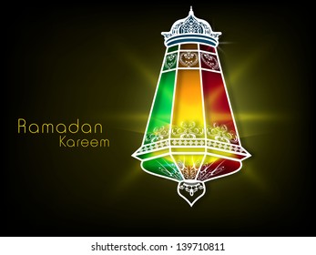 Illuminated colorful intricate Arabic lantern, concept for Muslim community holy month Ramadan Kareem or Ramazan Kareem.