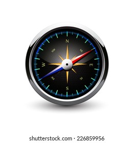 illuminated compass on a white background 