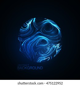 Illuminated distorted sphere of glowing particles. Futuristic vector illustration. Science abstract concept. Bioluminescent life form model