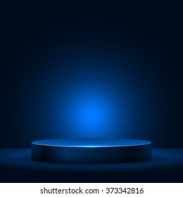 Illuminated empty pedestal in the dark vector template.