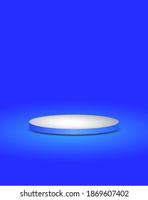 Illuminated empty pedestal in the vector template.Illuminated stage showcase with lights, vector background