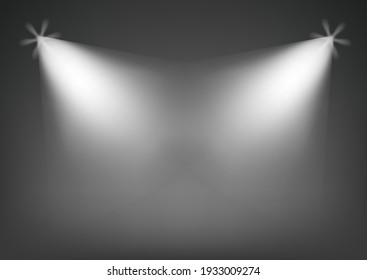 Illuminated empty stage with bright lights