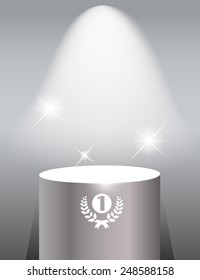 Illuminated exhibition shelf. EPS10 vector.