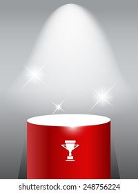Illuminated exhibition shelf. EPS10 vector.