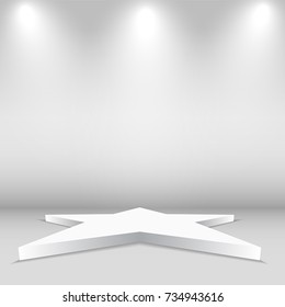Illuminated festive stage podium scene. vector background