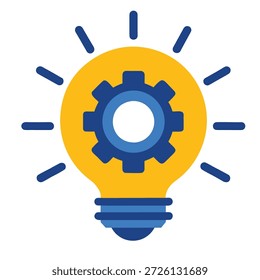 Engrenagem iluminada dentro de uma lâmpada que simboliza a inovação