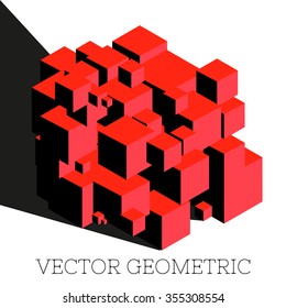 illuminated geometric shape from cubes.vector illustration eps10.