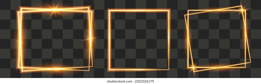 Illuminated geometric shape. Light horizontal frame sign.Light frame.