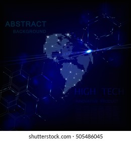 Illuminated globe earth of glowing particles. Futuristic vector illustration. Abstract background. Design for the promotion, sale and research of innovative products.  Technology concept  in the world